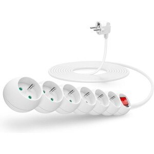 CONNECT IT predlžovací kábel 230V 6 zásuviek s vypínačom 5m biely