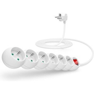 CONNECT IT predlžovací kábel 230V 6 zásuviek s vypínačom 3m biely