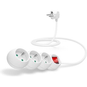CONNECT IT predlžovací kábel 230V 3 zásuvky s vypínačom 1,5m biely