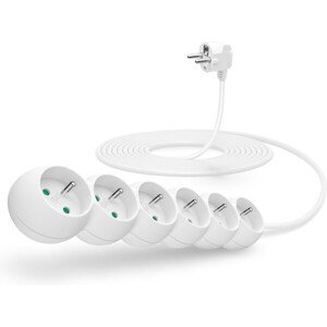 CONNECT IT predlžovací kábel 230V 6 zásuviek bez vypínača 5m biely