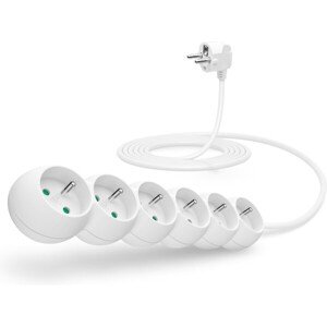CONNECT IT predlžovací kábel 230V 6 zásuviek bez vypínača 3m biely