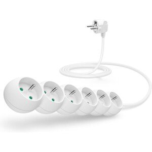 CONNECT IT predlžovací kábel 230V 6 zásuviek bez vypínača 2m biely