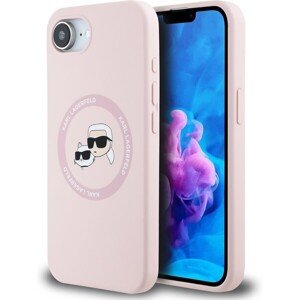 Karl Lagerfeld Liquid Silicone K&CH Heads MagSafe Zadný Kryt pre iPhone SE4 Pink