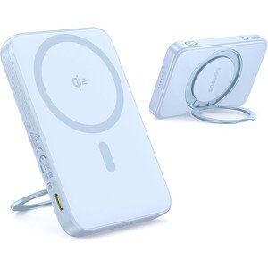 Powerbanka Baseus PicoGo Qi2 s otočným stojanom a bezdrôtovým nabíjaním 5000mAh 20W USB-C modrá