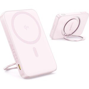 Powerbanka Baseus PicoGo Qi2 s otočným stojanom a bezdrôtovým nabíjaním 5000mAh 20W USB-C ružová