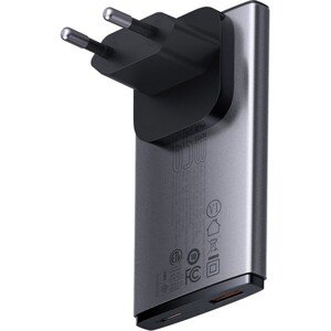 Nabíjačka do siete Baseus GaN5 Pro Ultra Slim USB-C/USB-A 65 W sivá
