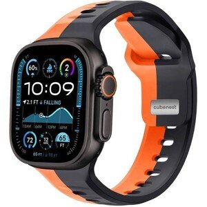 CubeNest Premium Silicon Band remienok Apple Watch 42-49 mm čierny/oranžový