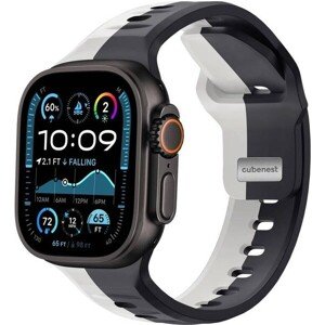 CubeNest Premium Silicon Band remienok Apple Watch 42-49 mm čierny/sivý