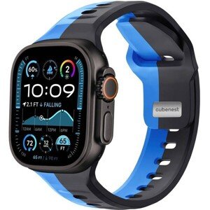 CubeNest Premium Silicon Band remienok Apple Watch 42-49 mm čierny/modrý