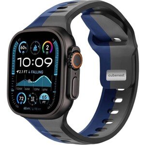 CubeNest Premium Silicon Band remienok Apple Watch 42-49 mm sivý/tmavo modrý