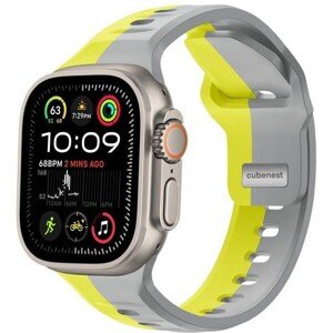 CubeNest Premium Silicon Band remienok Apple Watch 42-49 mm sivý/žltý