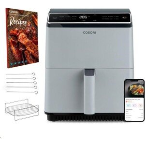 Cosori Dual Blaze 6.4L SMART teplovzdušná fritéza + 5x špíz a gril. rošt, grey