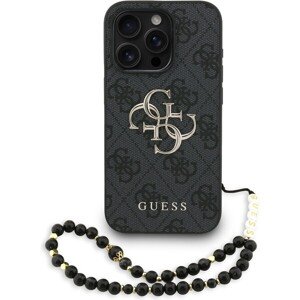 Guess PU 4G Metal Logo Strap Zadný Kryt pre iPhone 15 Pro Black