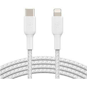 Belkin BOOST Charge Braided USB-C/Lightning odolný kábel, 2m, biely