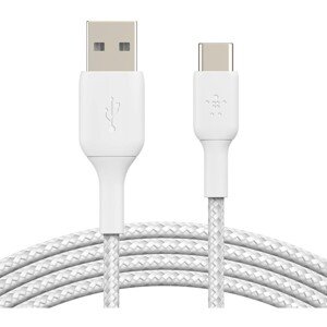 Belkin BOOST Charge Braided USB-C/USB-A odolný kábel, 2m, biely