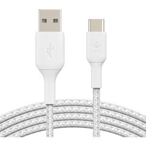 Belkin BOOST Charge Braided USB-C/USB-A odolný kábel, 3m, biely