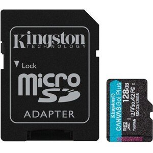 HW Kingston pamäťová karta 128GB Canvas Go Plus micro SDXC 170R A2 U3 V30 + SD adaptér