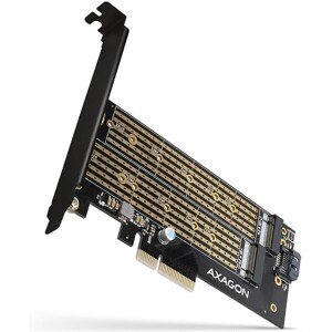 AXAGON PCEM2D PCIe x4 M.2 NVMe Mkey + SATA Bkey slot adaptér vr. LP