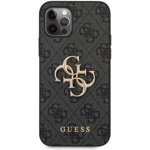 Guess PU 4G Metal Logo kryt iPhone 12 Pro Max sivý