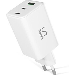 iWant 65W GaN nabíjací adaptér biely