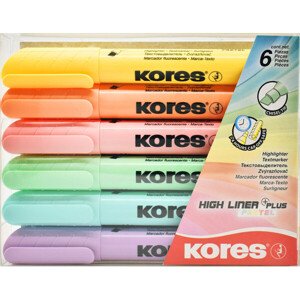 Kores HIGH LINER PLUS mix 6 pastelových farieb