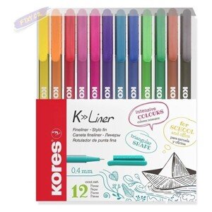 Kores K-LINER SET popisovače 12 farieb