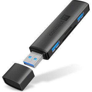 CONNECT IT COMPACT 4v1 USB-A hub + čítačka kariet antracitový