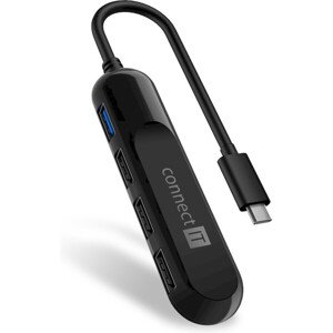 CONNECT IT USB-C hub USB 3.0 4 porty čierny