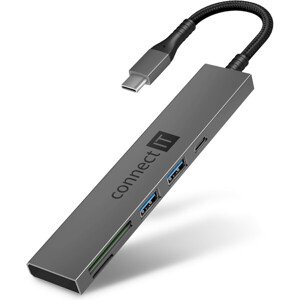 CONNECT IT CompactPRO USB-C hub + čítačka kariet antracitový