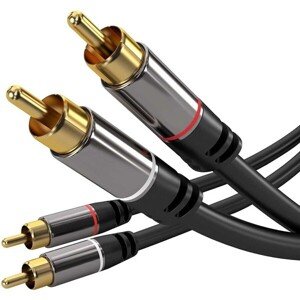 PremiumCord kábel 2x Cinch - 2x Cinch M/M HQ čierny 1,5m