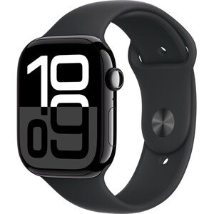 Apple Watch Series 10 46mm Klavírno čierny hliník s čiernym športovým remienkom M/L