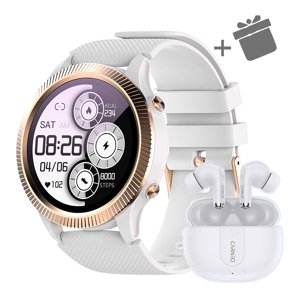Smart hodinky Carneo ATHLETE GPS - zlaté + slúchadlá